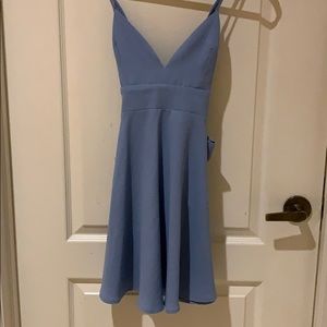 Light Blue Skater Dress with Belt